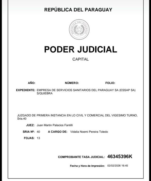 ESSAP niega existencia de una presentación de quiebra y adelanta que va a indagar