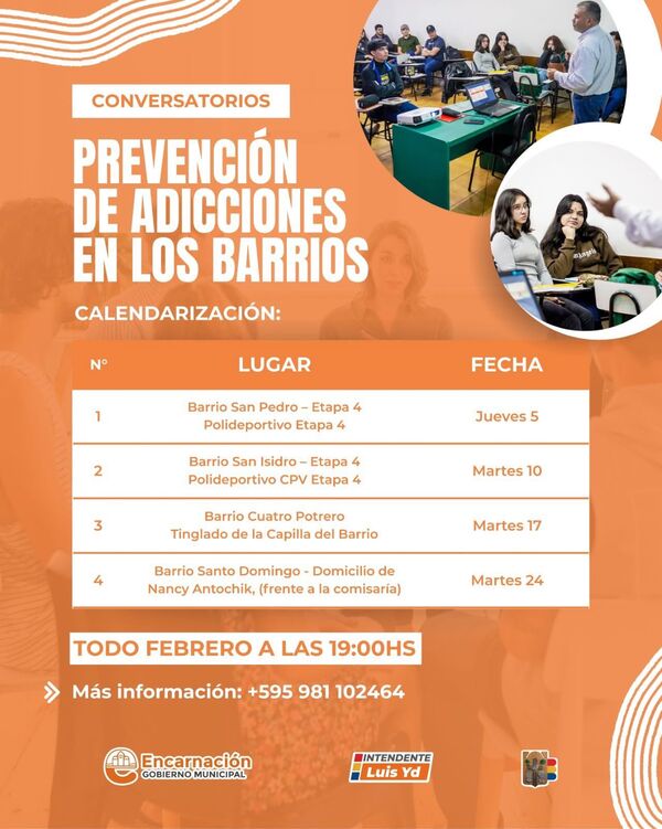 Municipalidad de Encarnación impulsa charlas barriales para la prevención de adicciones