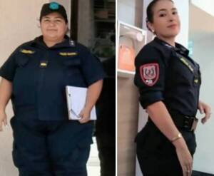 Uniformada bajó 65 kilos en menos de un año