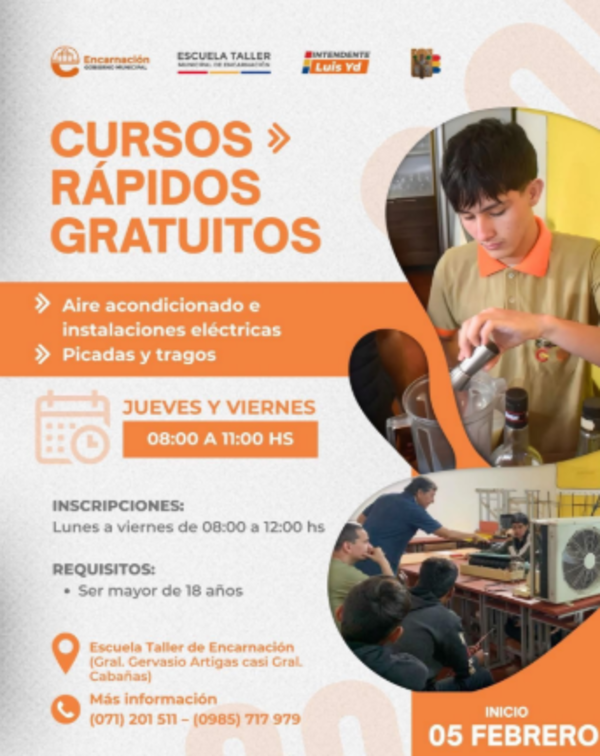 Cursos rápidos gratuitos ofrecen en la Escuela Taller Municipal de Encarnación