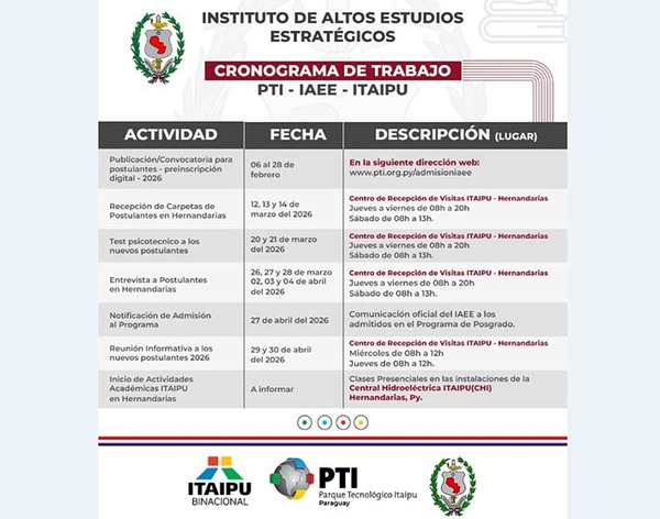 Itaipú y el IAEE abren preinscripciones en Alto Paraná para cursar posgrados en el 2026 | DIARIO PRIMERA PLANA