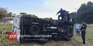 VUELCO DE CAMIÓN DEJÓ UN HERIDO SOBRE LA RUTA PY06 EN CAPITÁN MIRANDA