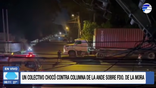 Bus choca contra columna y deja cuatro heridos en Fernando de la Mora