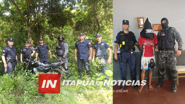 APREHENDEN A UN HOMBRE Y RECUPERAN MOTOCICLETA HURTADA EN ENCARNACIÓN