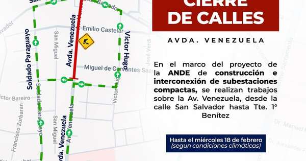 Diario HOY | Cierran la Avda. Venezuela desde hoy por obras de la ANDE