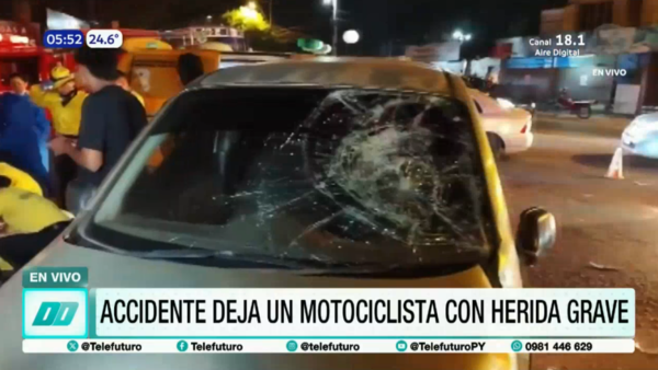 Motociclista herido tras violento choque en Acceso Sur