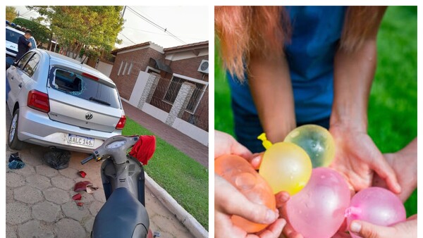 Le tiraron globito de agua y perdió el control de su moto
