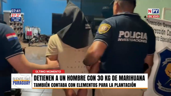 Operativo en Canindeyú: la Policía Nacional captura a un hombre y decomisa 30 kg de marihuana