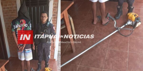 CAPTURAN A HOMBRE CON ANTECEDENTES POR HURTO Y RECUPERAN DESMALEZADORA
