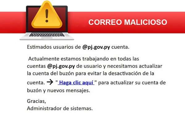 Alerta de “phishing” en el Poder Judicial - Nacionales - ABC Color