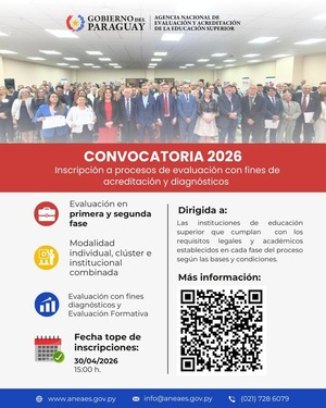 ANEAES abre convocatoria 2026 para evaluación y acreditación de instituciones de educación superior