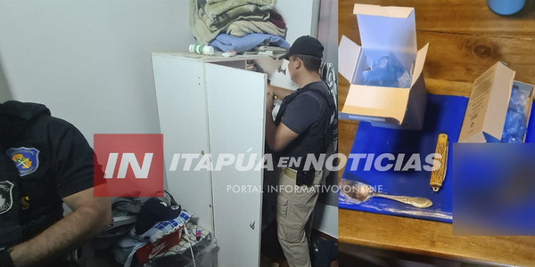 ALLANAN VIVIENDA EN CORONEL BOGADO E INCAUTAN SUPUESTA COCAÍNA Y UN REVÓLVER