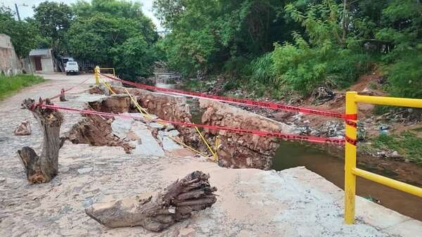 Tras lluvias, se desmorona parte de muro de contención en Lambaré - Nacionales - ABC Color