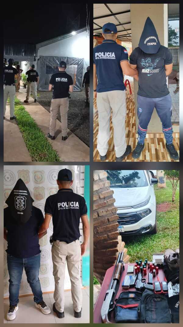 Dos personas fueron detenidas y se incautaron armas de fuego, celulares y otros elementos vinculados a la investigación