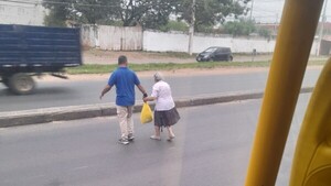 Chofer paró el micro y ayudó a abue de 80 años a cruzar la ruta