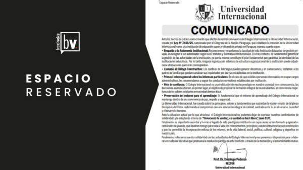 Espacio Reservado: Comunicado Universidad Internacional