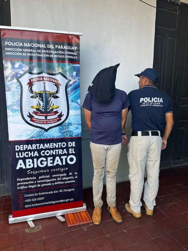 Acahay: detienen a un capataz tras descubrir una orden de captura y un presunto hurto de ganado - Nacionales - ABC Color