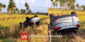 ACCIDENTE SOBRE RUTA PY 08 DEJÓ DAÑOS MATERIALES Y UN VEHÍCULO VOLCADO