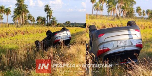 ACCIDENTE SOBRE RUTA PY 08 DEJÓ DAÑOS MATERIALES Y UN VEHÍCULO VOLCADO