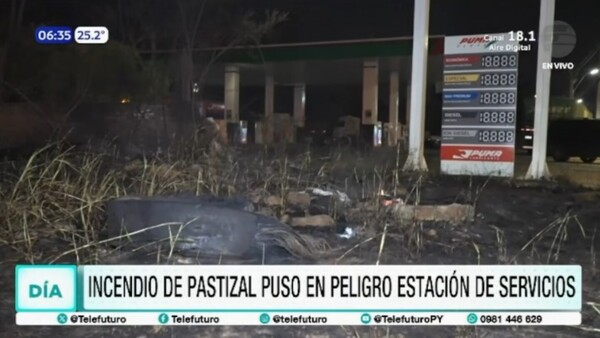 Fuego en Ypacaraí amenaza estación de servicios