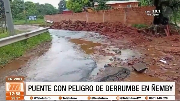 Puente con peligro de derrumbe en Ñemby