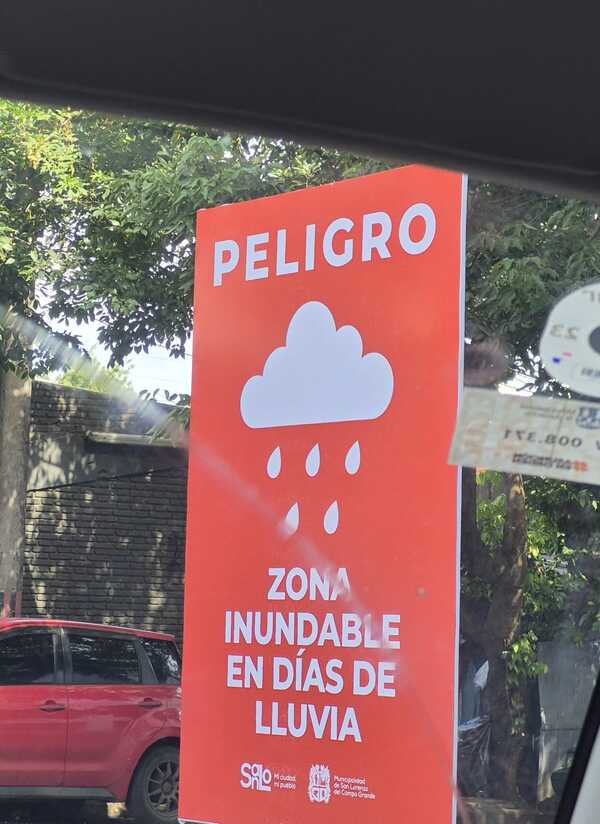 Instalan cartel de “zona inundable” en Pastora Céspedes tras recientes lluvias » San Lorenzo PY