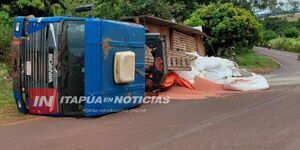CAMIÓN DE GRAN PORTE VOLCÓ EN ZONA DE ITAPÚA POTY