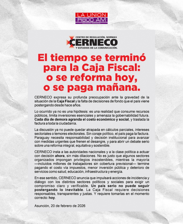 La postergación de la reforma de la Caja Fiscal preocupa a CERNECO