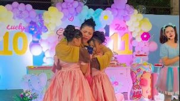 Llegó de sorpresa desde España para el cumple de sus hijas