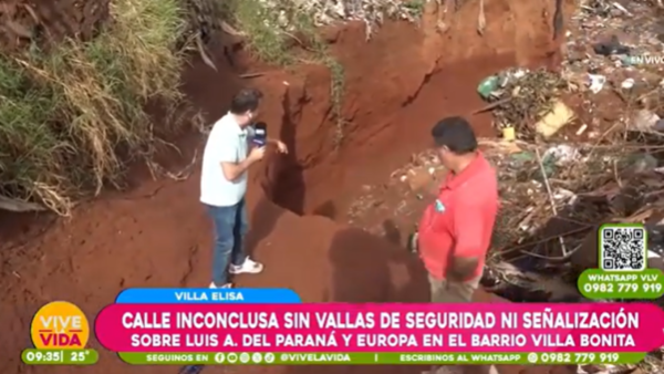 Villa Elisa: Obra sin terminar se vuelve un peligro con cada lluvia