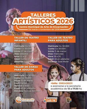 Encarnación abre inscripciones para los Talleres Artísticos 2026