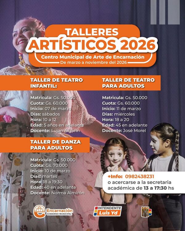 Encarnación abre inscripciones para los Talleres Artísticos 2026
