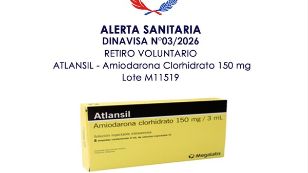 Alerta sanitaria: Dinavisa retira medicamento para tratamiento cardíaco
