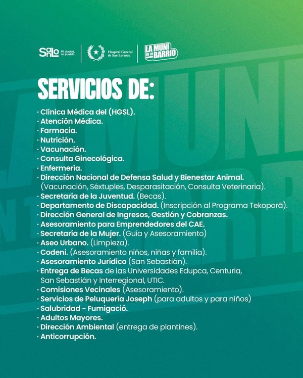 “La Muni en tu Barrio” llega este jueves al barrio Santo Tomás » San Lorenzo PY