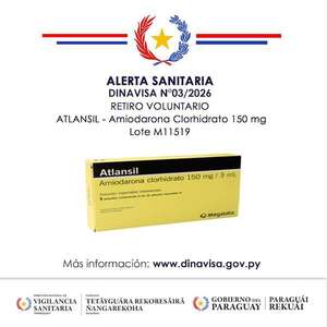 Alerta sanitaria: Dinavisa advierte del retiro voluntario de fármaco Atlansil - Nacionales - ABC Color