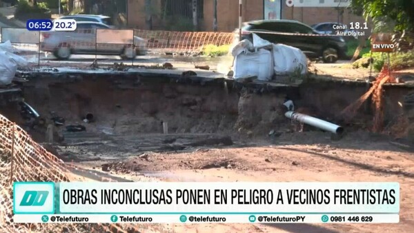 "Trampas mortales": denuncian peligro por obras frenadas en Barrio Santo Domingo