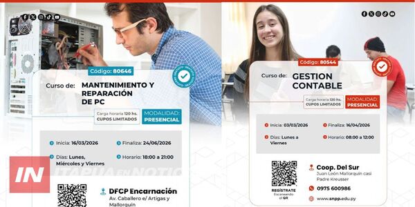 SNPP ENCARNACIÓN LANZA NUEVOS CURSOS GRATUITOS PARA MARZO