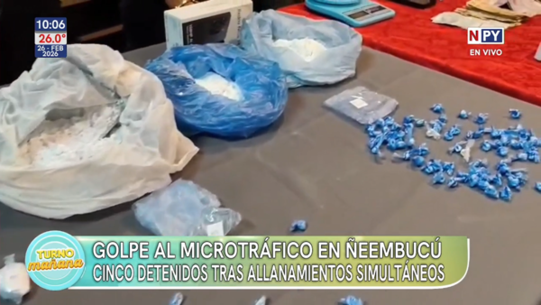 Golpe al microtráfico en Ñeembucú: incautan más de 4.000 dosis de cocaína y detienen a cinco personas