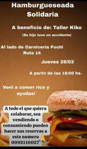 Organizan hamburguesada solidaria en apoyo a joven accidentado en Cambyretá
