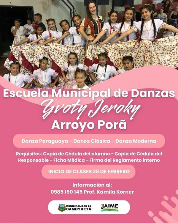 Abren inscripciones en la Escuela Municipal de Danzas Yvoty Jeroky de Arroyo Porã