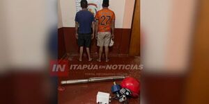 APREHENDEN A DOS HOMBRES Y RECUPERAN MOTOR DE AGUA EN MARÍA AUXILIADORA