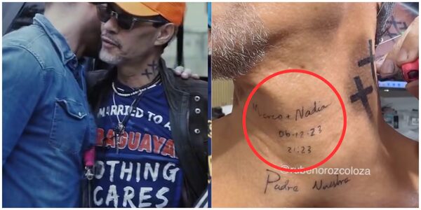Popular / (VIDEO) Marc Anthony se muestra con un tatuaje de Nadia Ferreira y una remera