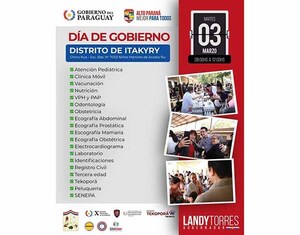 Gobernación realizará Día de Gobierno en Itakyry con amplios servicios gratuitos | DIARIO PRIMERA PLANA