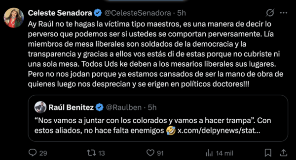 Celeste Amarilla arremete contra Raúl Benítez: "No nos jodan, ya estamos cansados" - El Trueno