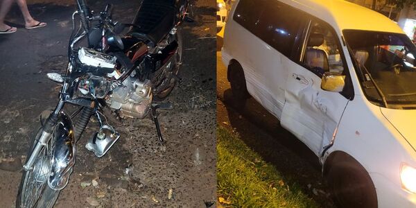DOS JÓVENES RESULTAN HERIDOS EN CHOQUE ENTRE CAMIÓN Y MOTOCICLETA