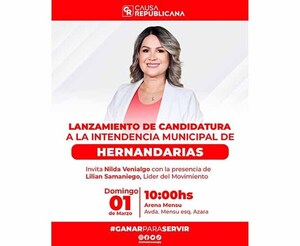 Nilda Venialgo lanza mañana su candidatura a la Intendencia de Hernandarias | DIARIO PRIMERA PLANA