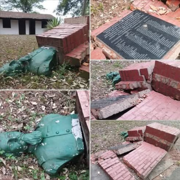 Vandalizan en Pirayú el busto del general Eduvigis Díaz en su solar histórico