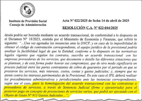 Festín de pagos a proveedores en IPS usando “gastos judiciales” - Política - ABC Color
