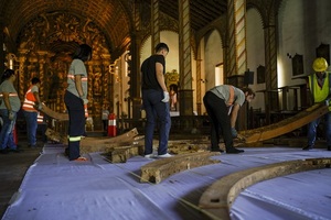 Se desmontaron por primera vez las estructuras de la bóveda del Templo de Yaguarón