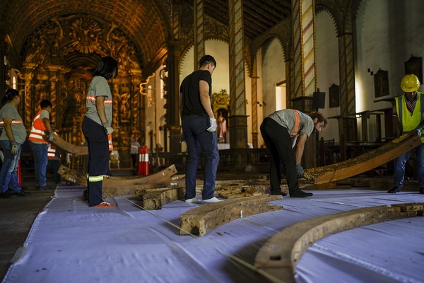 Se desmontaron por primera vez las estructuras de la bóveda del Templo de Yaguarón